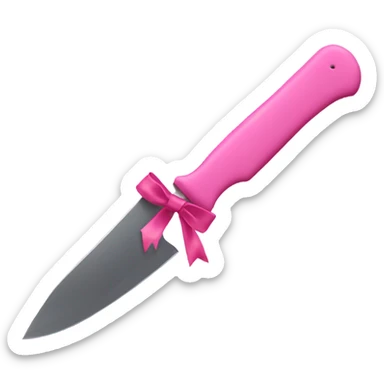 A pink knife with a bow on it sticker