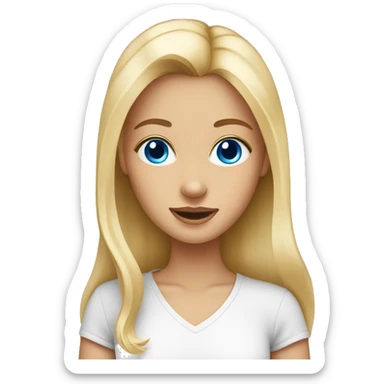 Blonde girl blue eyes holding spitz  sticker