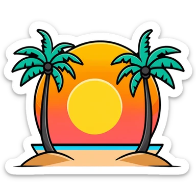 palm trees and sunset inspired by GTA 6 sticker