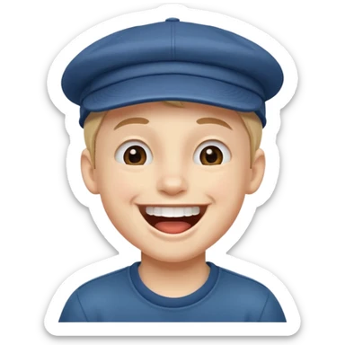 Un niño con gorra riendo sticker