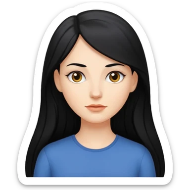 femme blanche, cheveux long, lisse et noir sticker