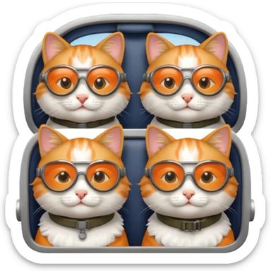 4 happy cats on an airplane sticker