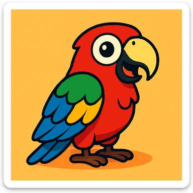 colorful parrot vibrant toon style sticker