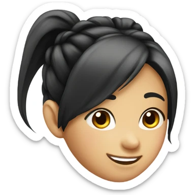 asian girl ponytail smil sticker