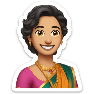 Harsha singh wearing saree smiling face sticker