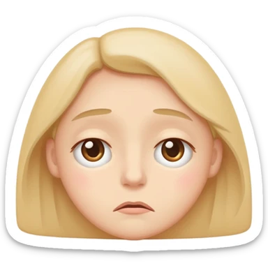 minimal flat emoji of a slightly tired face,
soft droopy eyes,
subtle under-eye shadow,
neutral mouth expression,
gentle exhaustion but not sad,
muted pastel colors,
modern health tracking app style,
transparent background,
vector illustration
 sticker