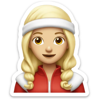 White blond girl as santa claus With hat  sticker