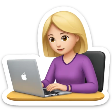 woman using laptop sticker