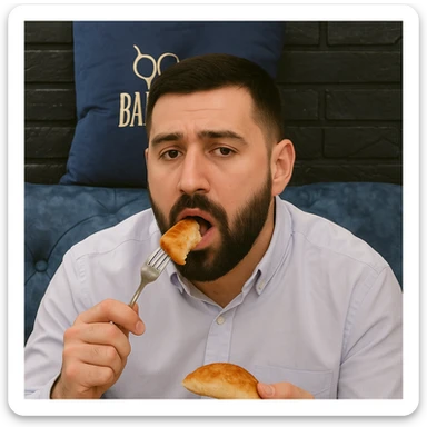 birinchidagi odamni yuziga 2 rasmdagi odamga uzidak qilib chizib bergin xuddu shunday non yen utirganini sticker