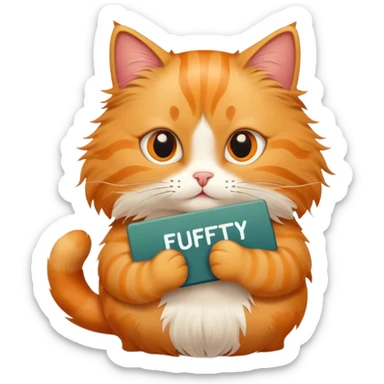 A cat holds the sign with the inscription sticker