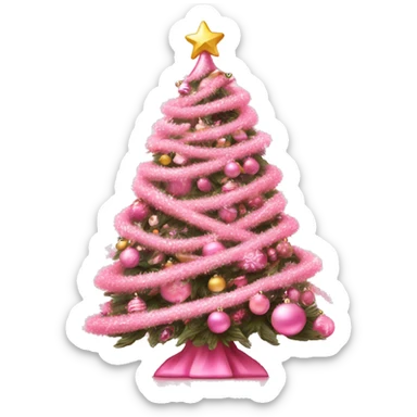 Beautifully decorated pink Christmas tree ￼ sticker