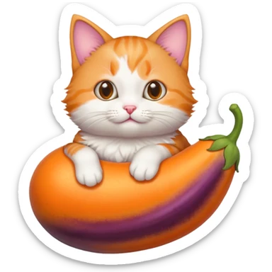 kitten sit tina on eggplant  sticker