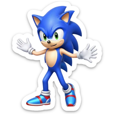 Blue cartoon Sonic character dancing energetically sticker