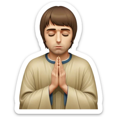Liam Gallagher praying at the feet of Jesus  sticker