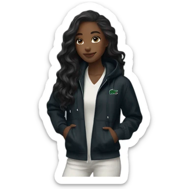 Lacoste bag Black girl with long hair with black lacoste windbreaker sticker