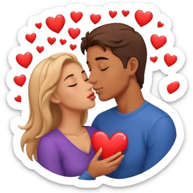 Loving couple kissing, Love, hearts. sticker