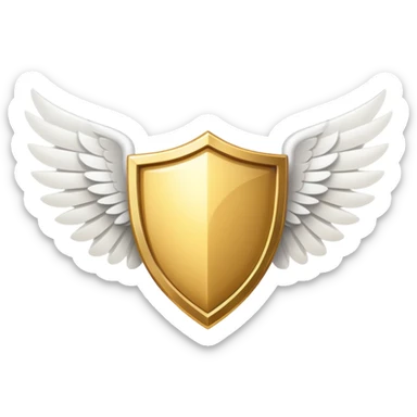 Gold shield with white wings and a VIP text label positioned below the center of the shield, simplified clean design sticker