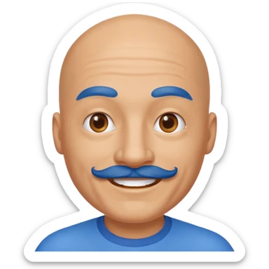 bald man with blue mustache sticker
