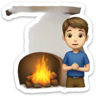 Hearth with boy sticker