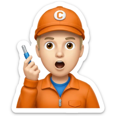 A coach with a cap and whistle, shouting instructions energetically. sticker