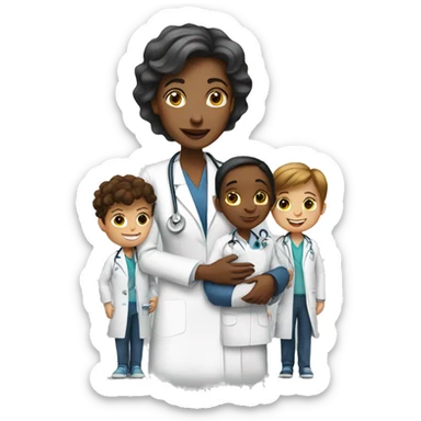 woman-doctor-with-children sticker