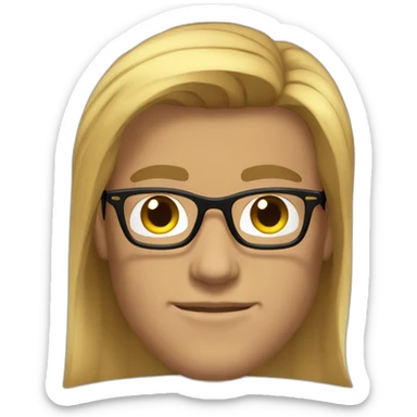 guy fashion bodybuilder glasses, developper brown straight hair sticker