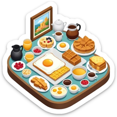 Hotel mega breakfast buffet isometric  sticker