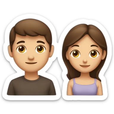 Garçon brun et fille brune en couple sticker