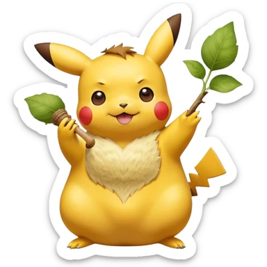 Cute happy Pikachu sipping from gourd Yerba mate from Argentina in hanD sticker