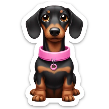 Sausage dog with a pink collar sticker