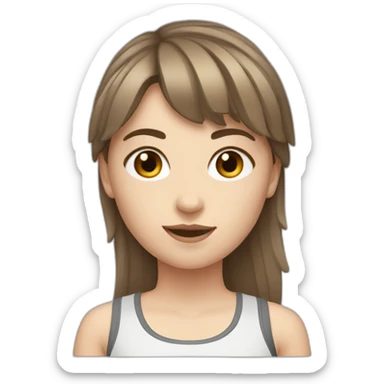 A white girl with brune hair and a fringe in a sport outfit sticker