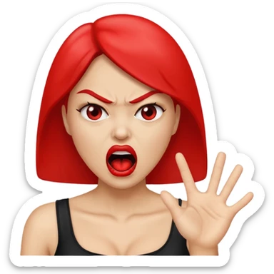 the manager yelling at her to stop with angry face
 sticker