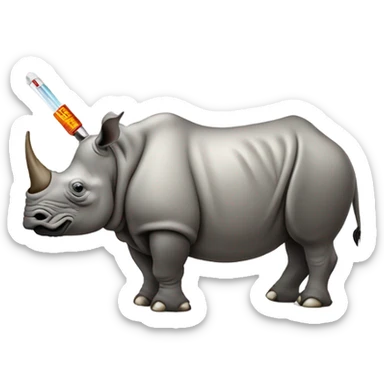 Rhino with thermometer in mouth sticker