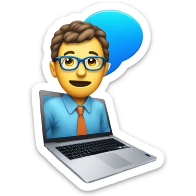 one blue Speech Balloon containing nerd face on top of laptop  sticker
