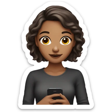 beautiful brunette girl holding an iPhone sticker