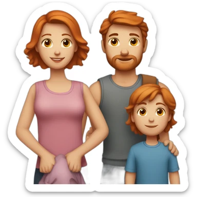 family mother with red hair and brown eyes father with brown hair and brown eyes a little boy with dark blond hairs and blue eyes sticker