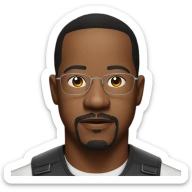 actor martin lawrence serious with no glasses sticker