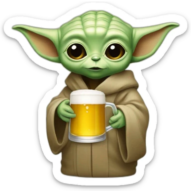 Bébé yoda qui bois une bière sticker