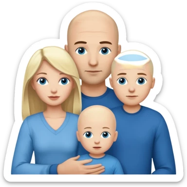Eigene Familienbild, Frau dunkle lange Haare,  Mann Glatze und blaue Augen, kind 2 Jahre und blond und dunkle Augen  sticker