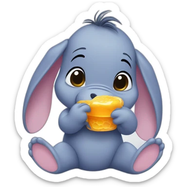 Baby Eeyore eating honey  sticker