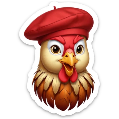 rooster with beret sticker