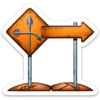 Forked road sign sticker