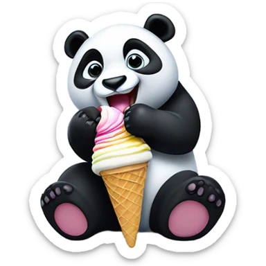 Panda eating ice cream sticker