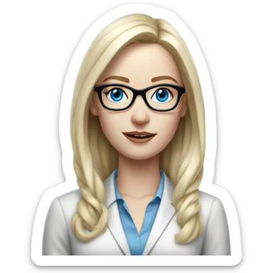 Hyper Realistic pale beautiful corporate woman with glasses and blue eyes sticker