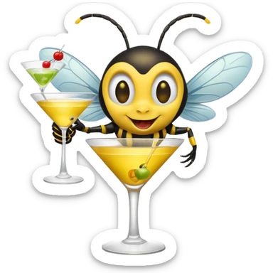 A wasp drinking a martini laughing sticker