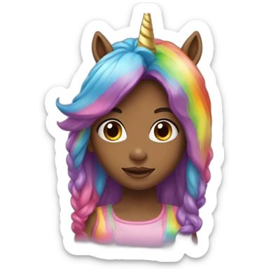Girl-with-raibow-unicorn-hat sticker