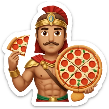 greece ancient warrior with pizza sticker