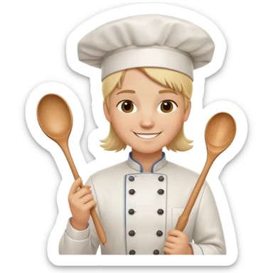 white chef with wooden spoon blond sticker