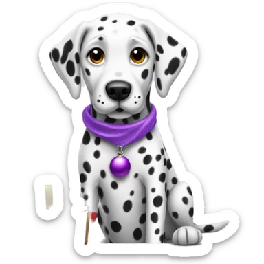Dalmatian wearing purple Christmas ate sticker