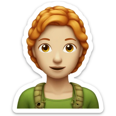 Ginger woman face with a turtle’s body sticker